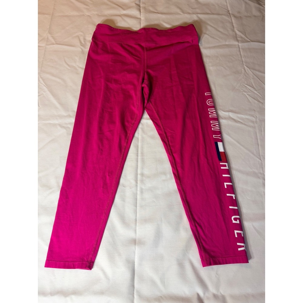 Tommy Hilfiger Sport Pink Logo Leggings Womens XL Activewear Cropped Pants